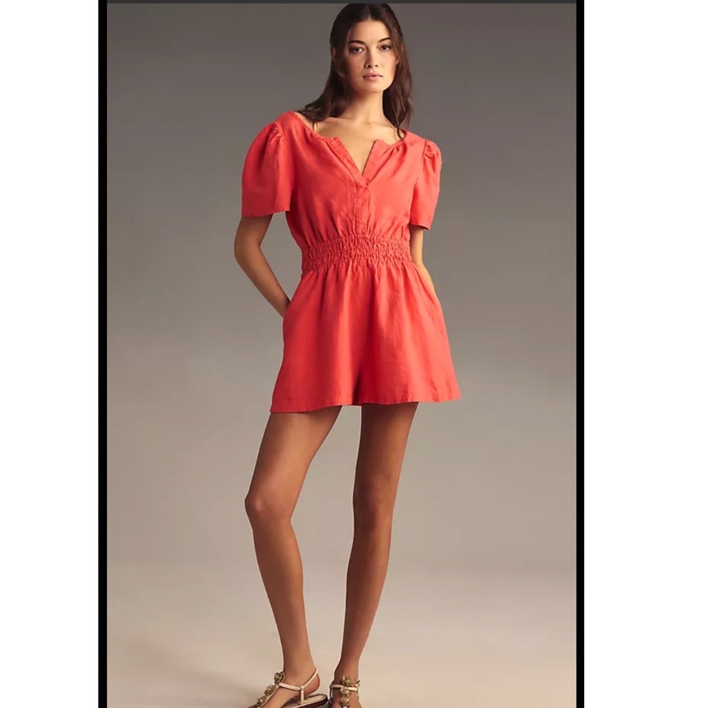 Anthropologie The Somerset Romper Linen Edition small boho vacation festival